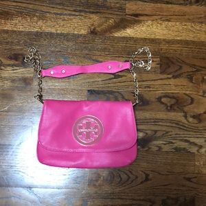 Tory Burch Amanda Reva Crossbody Bag Pink and Gold